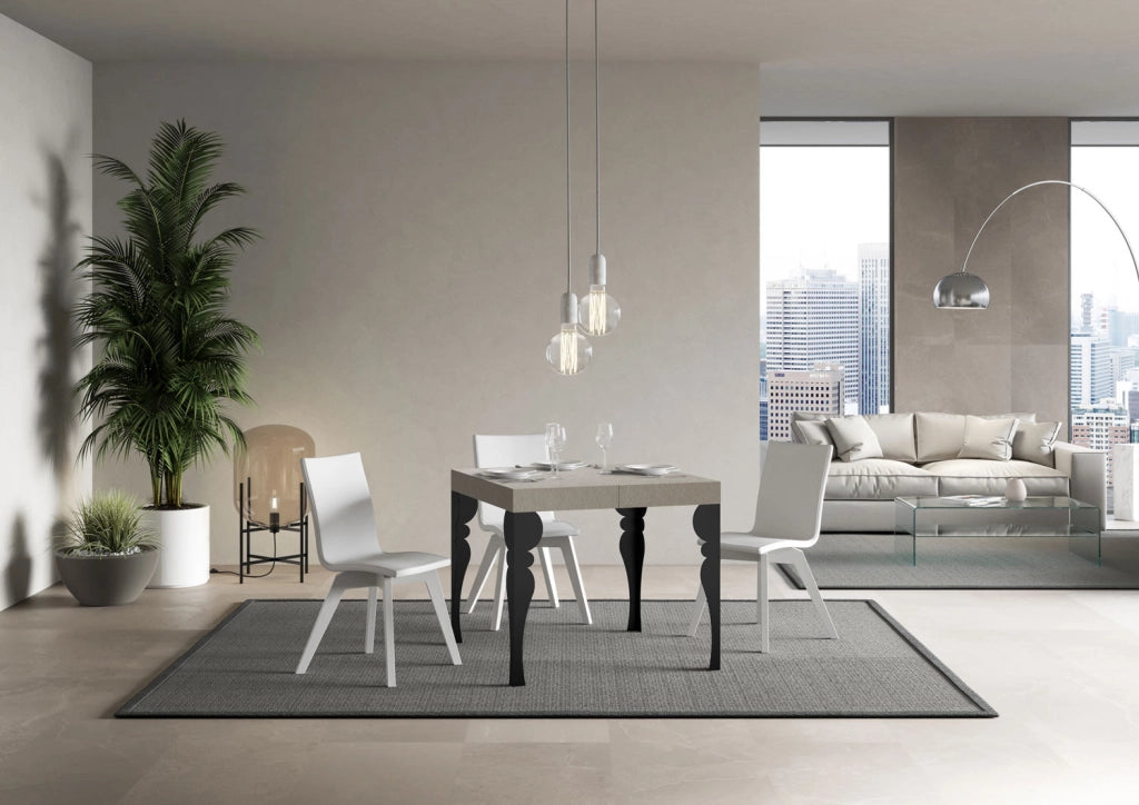 Tavolo allungabile 90x90/246 cm Paxor Premium cashmere gambe antracite