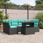 Set Divano da Giardino con cuscino 7 pcs Nero e blu