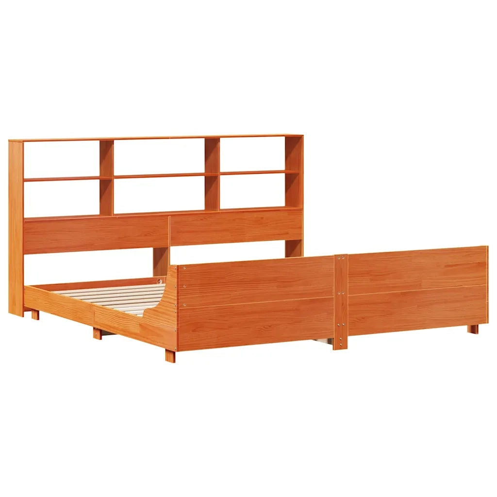 vidaXL Giroletto senza Materasso Marrone Cera 200x200 cm Legno di Pino