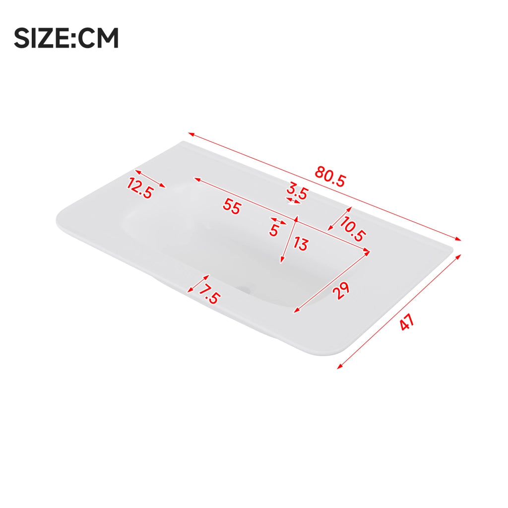 Mobile sottolavabo sospeso con 4 cassetti; luce LED con sensore; struttura verticale; per bagno; 80.5 × 47.5 × 51 cm