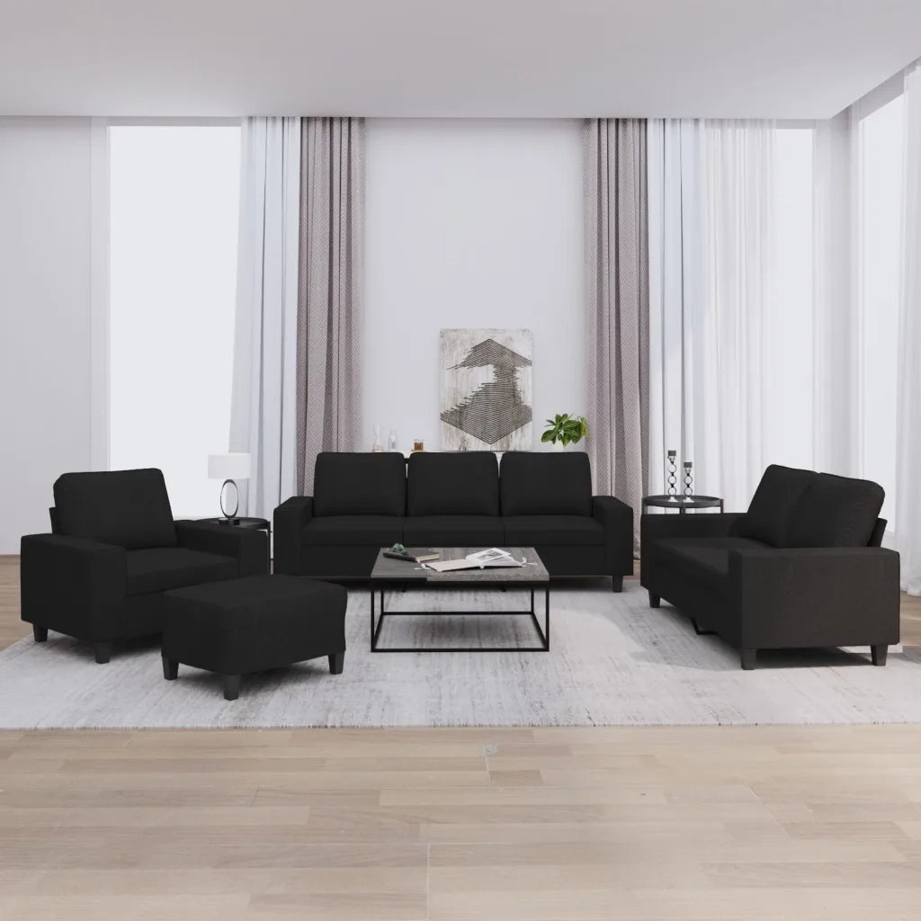 Set di Divani 4 pz Nero in Tessuto 3201878
