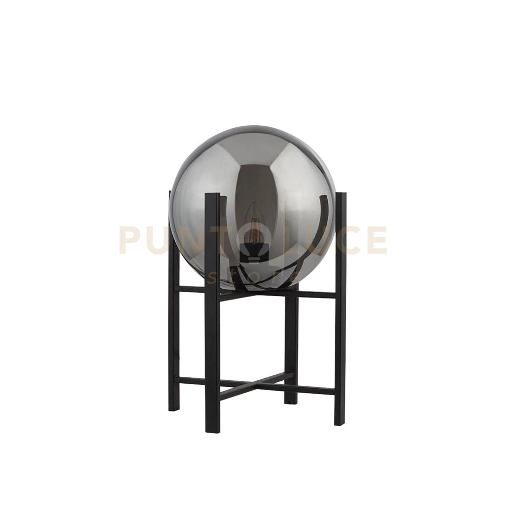 Lampada da tavolo Amsterdam - Metallo nero e vetro fumé