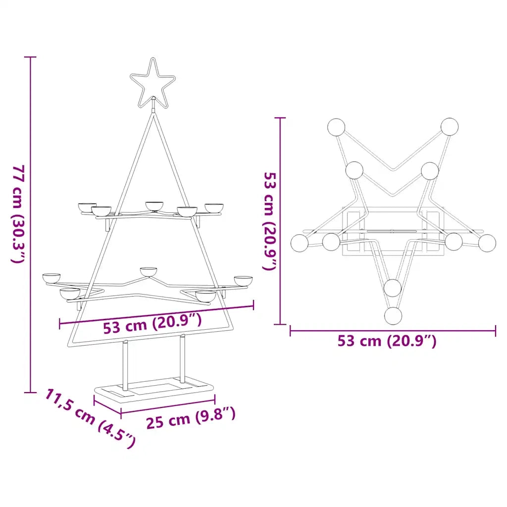 Albero di Natale Decorativo in Metallo Nero 75 cm 4018962
