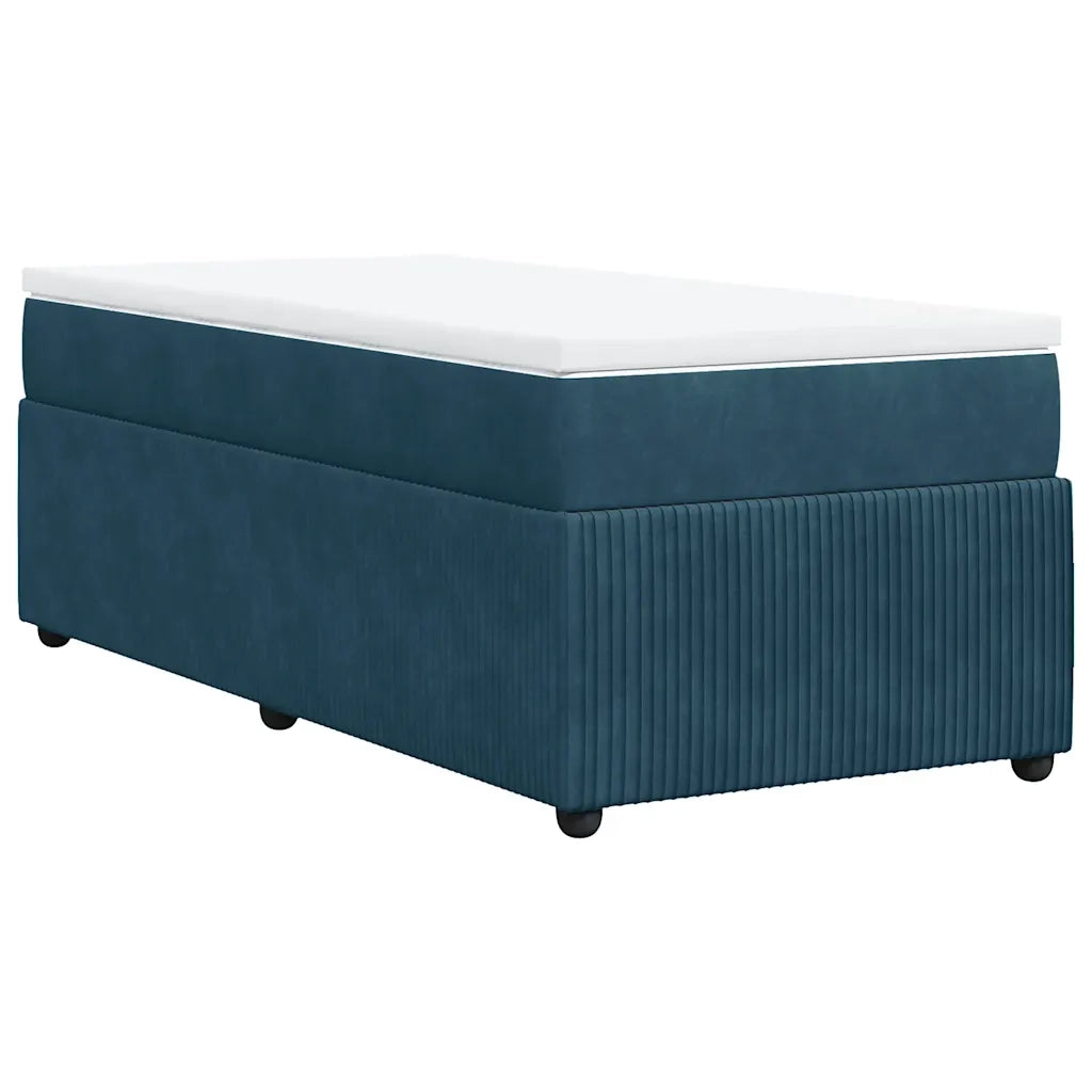 vidaXL Giroletto a Molle con Materasso Blu Scuro 90x200 cm in Velluto