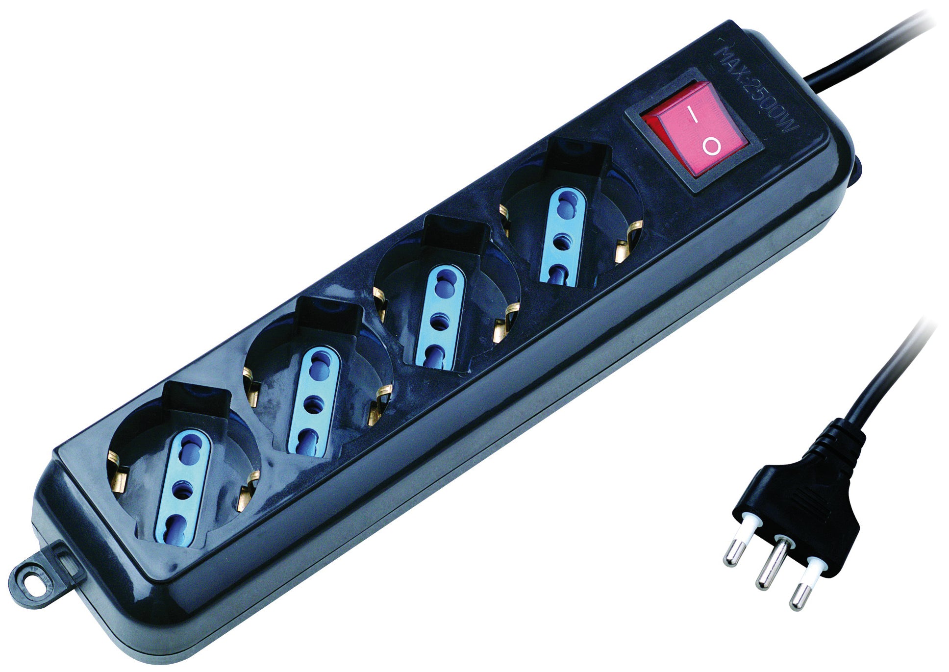 Globex MULTIPRESA CON INTERRUTTORE IN BLISTER 4 posti 2P+T 10/16A schuko col. Nero