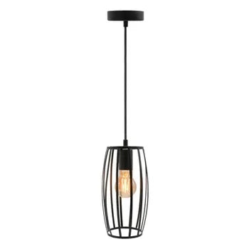 Lampadario da soffitto e27 di forma ovale nero portalampada sospensione