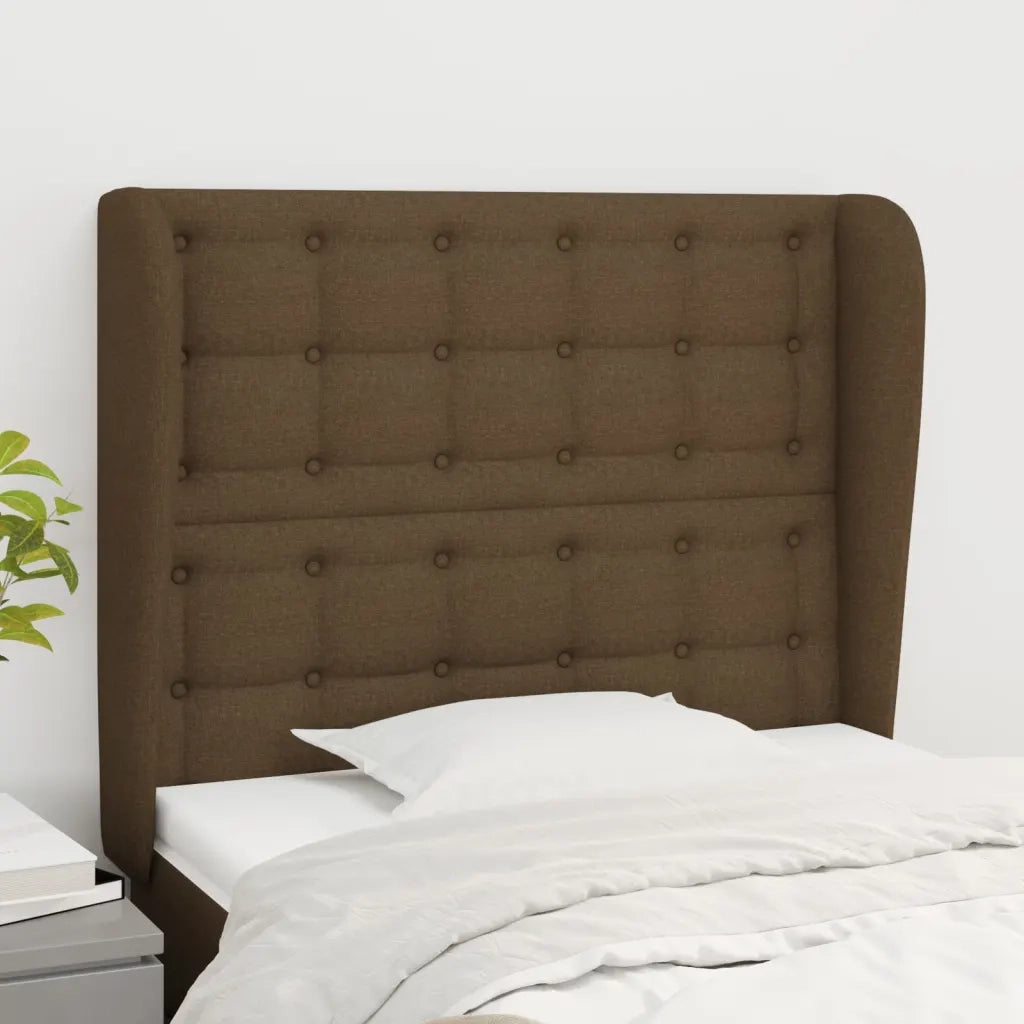 Testiera ad Orecchio Marrone Scuro 93x23x118/128 cm in Tessuto