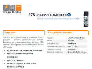 Lubrificante ad uso alimentare Faren F78 grasso spray HACCP Alimenti panifici
