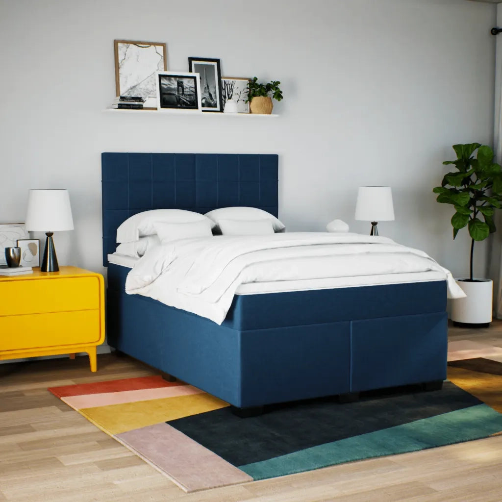 Giroletto a Molle con Materasso Blu 140x190 cm in Tessuto