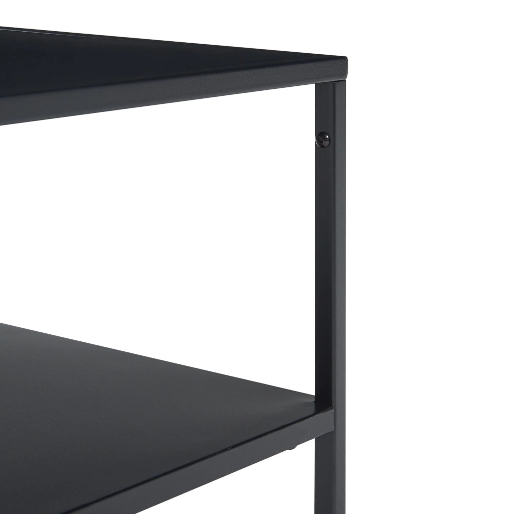 Tavolino da caffè consolle laterale con piano quadrato e ripiano 60 x 60 x 45 cm acciaio nero opaco 03_0010853