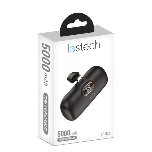 BATTERIA PORTATILE 'MINI POWER BANK' MOD. LS93 5000 mAh - nero  - LOSTECH