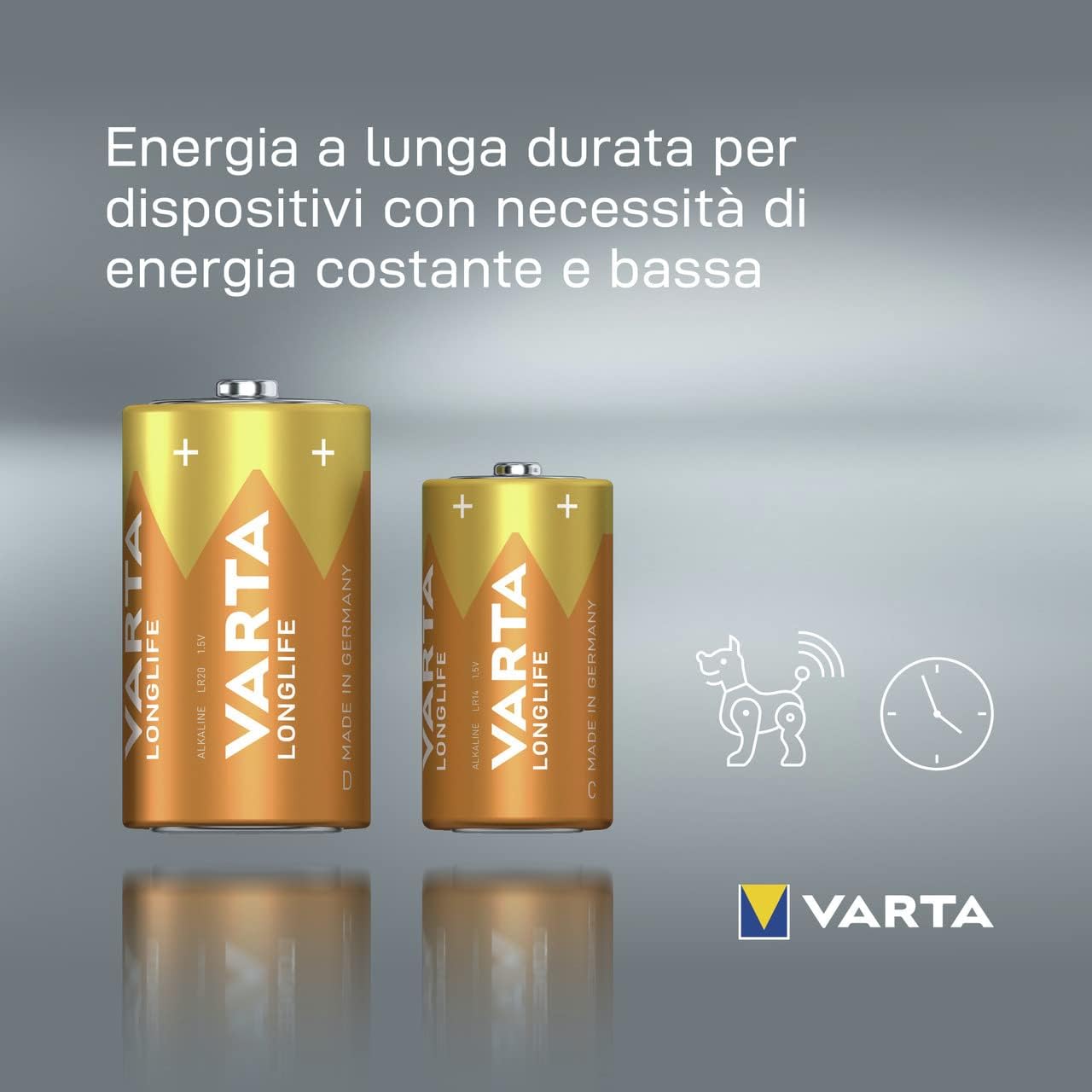 PILA MEZZA TORCIA LONGLIFE 'LR14' Pz 2 - 1,5 V - C- 6 confezione  - VARTA