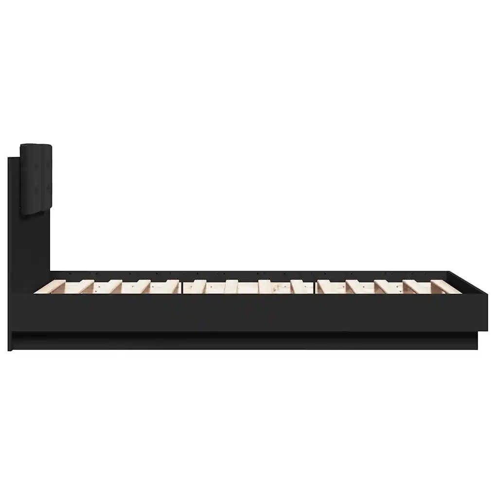 Giroletto con Testiera-Struttura Letto con testiera Nero 75x190 cm in Legno Multistrato 439617