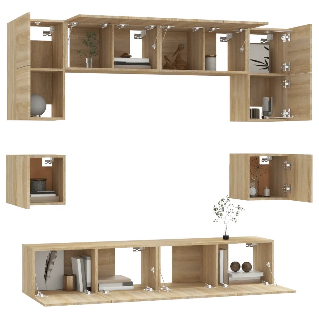 Set Mobili Porta TV 8pz Rovere Sonoma in Legno Multistrato cod mxl 20101