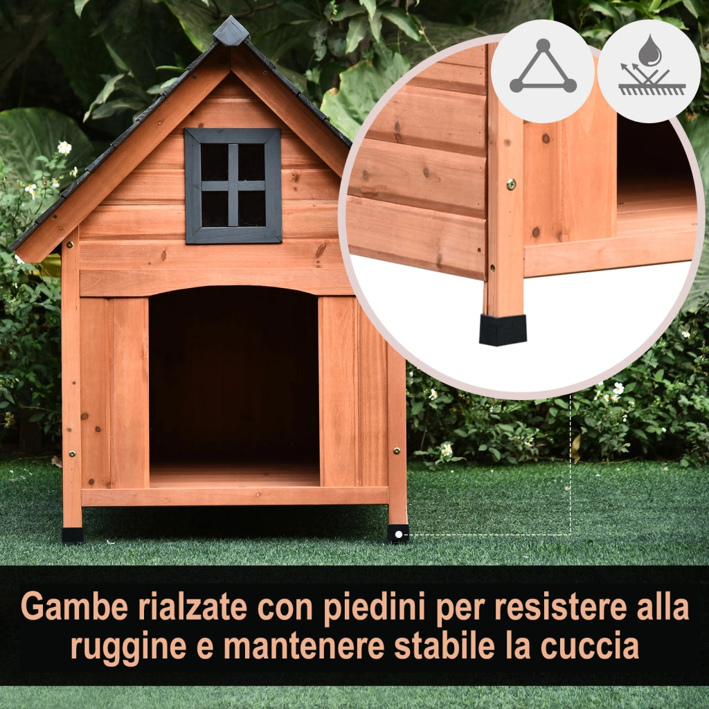 EasyComfort Casetta Rialzata per Cani fino a 15 kg, Cuccia per Cani Gatti da Esterno in Legno di Abete, 81.3x91.5x98.5 cm