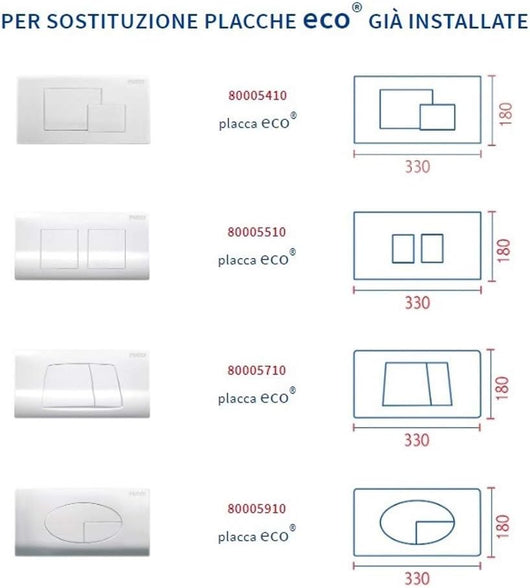 KIT ECO DOPPIO TASTO TELAIO + PLACCA CM.33 Sp.1,2 Cromata PUCCI 80179562