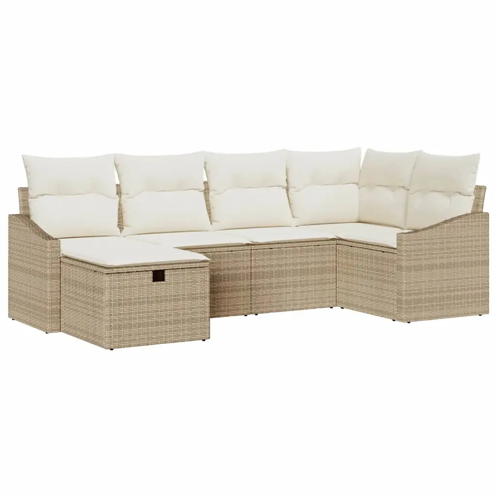 Set di divani con cuscino Beige e Crema polyrattan