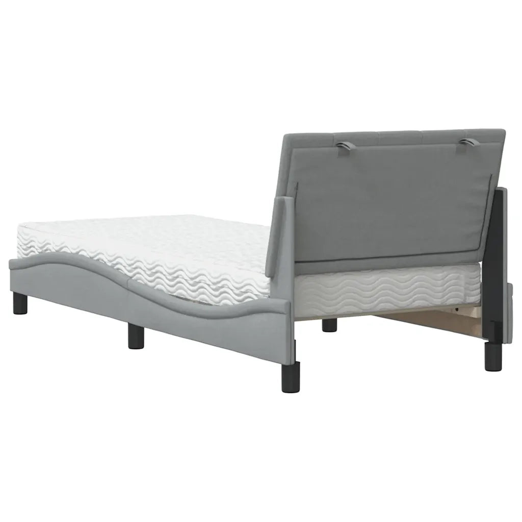 Letto con Materasso Hanko Grigio Chiaro 80x200 cm in Tessuto 3310489