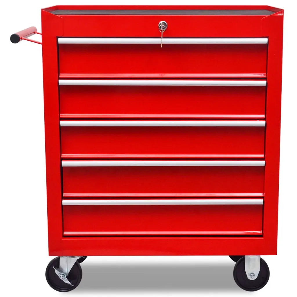 Carrello Portautensili con 5 Cassetti Rosso per Garage cod mxl 51523