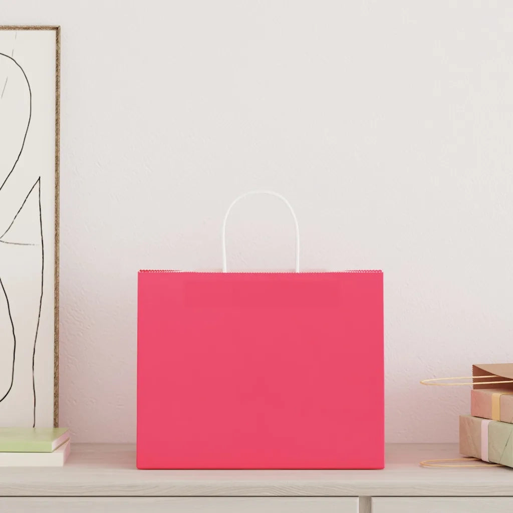 vidaXL Sacchetti di Carta 250 pz con Manici Rosa 32x22x24 cm