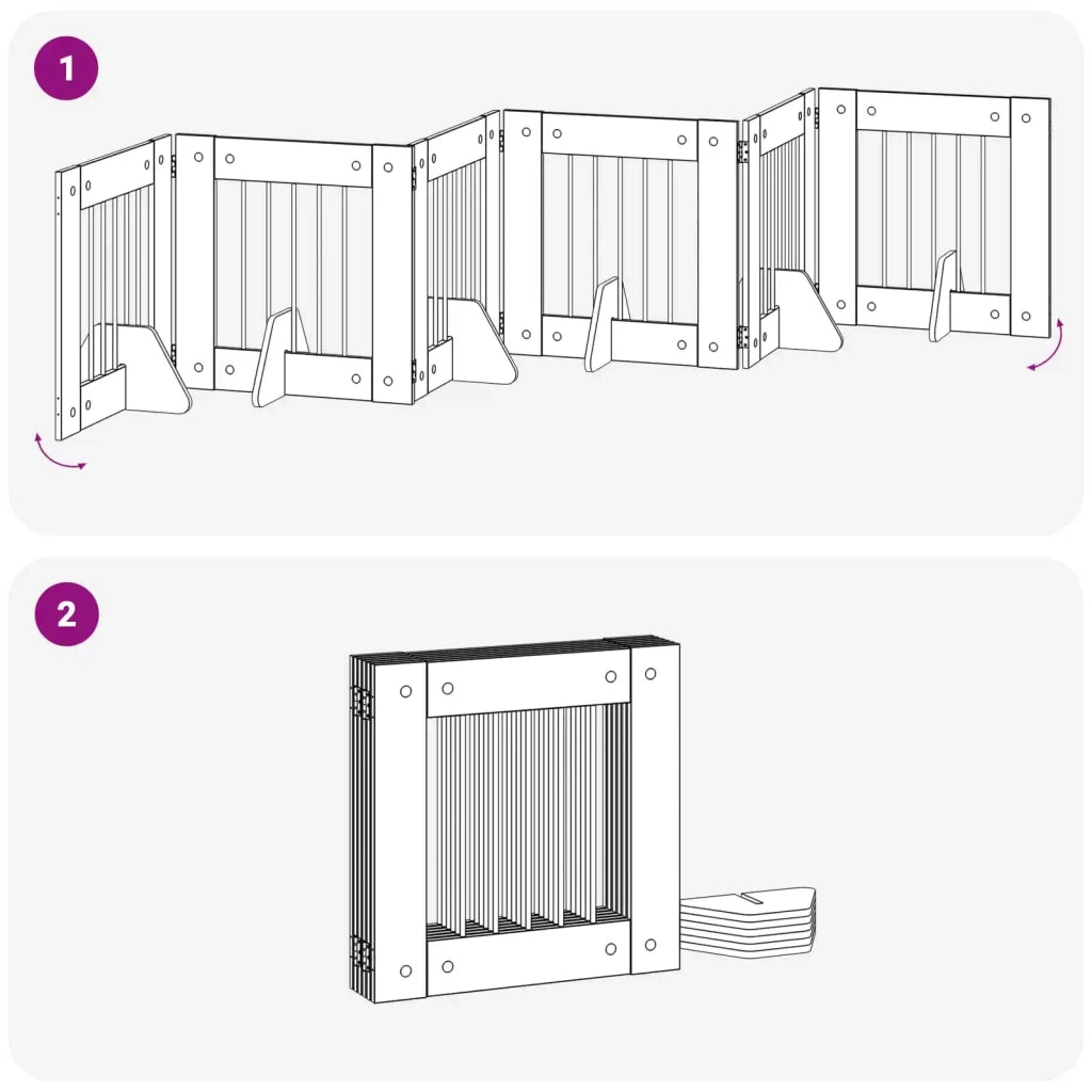 Cancello per cani con supporti 6 pz Legno antico 60 x 60 cm CFW8307427