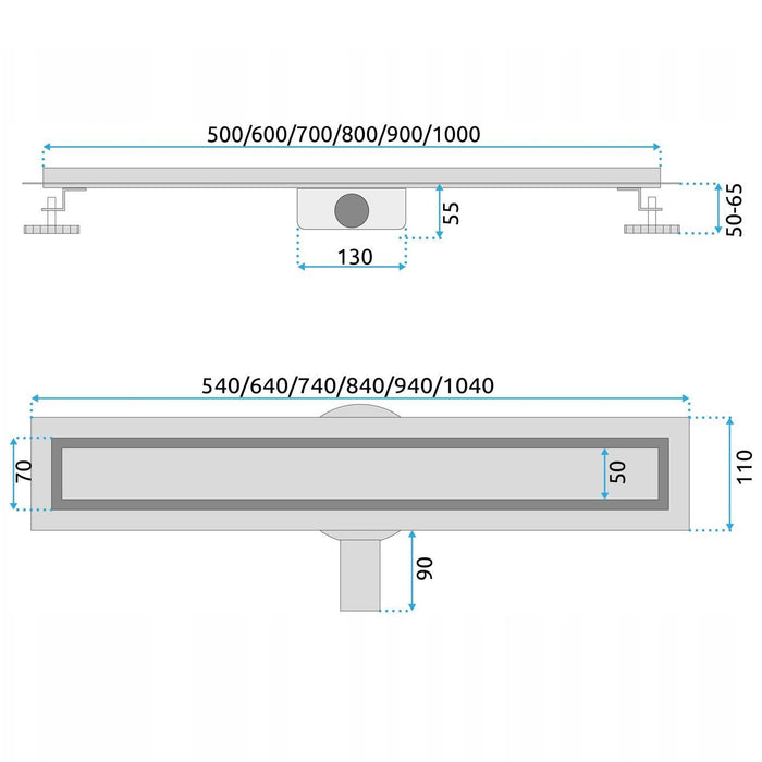 Scarico Lineare Rea Neox Pro Nickiel Brush 70