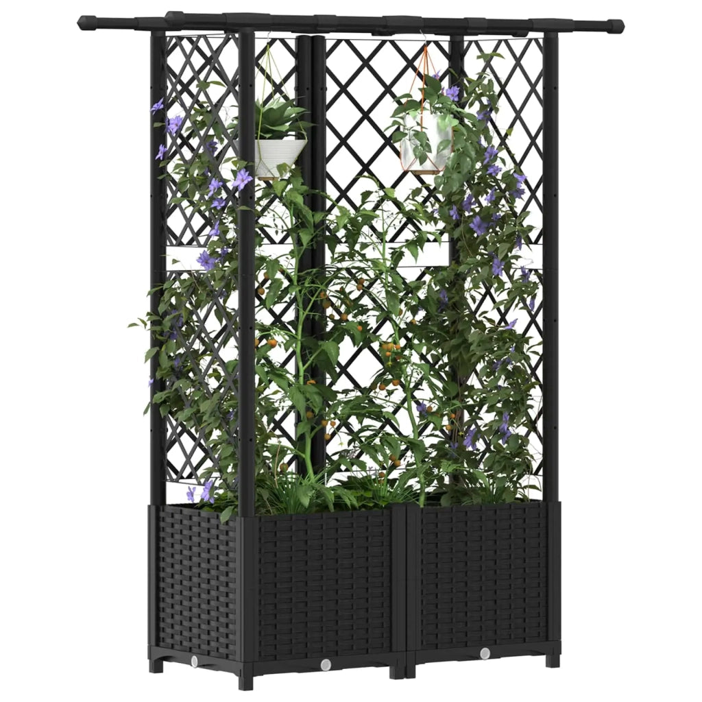 Letto Rialzato con Griglia e Tetto Nero 124,5 x 40 x 138 cm PP 42032542