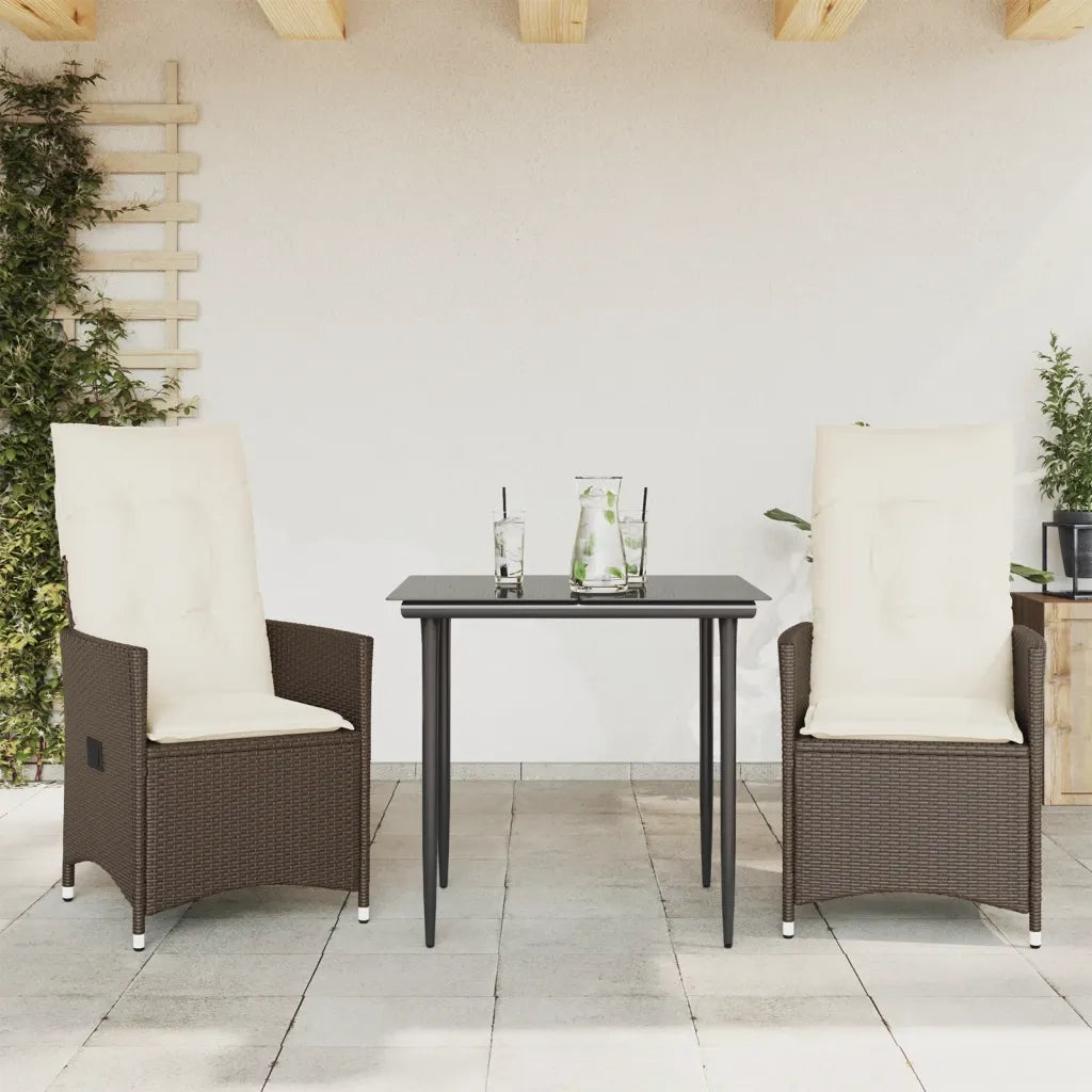 Sedie Reclinabili Giardino 2 pz | Sedie da Esterno con Cuscini Marrone Polyrattan
