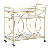 Carrello Infinity 80x40x80 cm in Ferro MDF e Specchio Oro