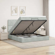 Letto ottomano con materasso Grigio Chiaro 160 x 200 cm Velluto 3457803
