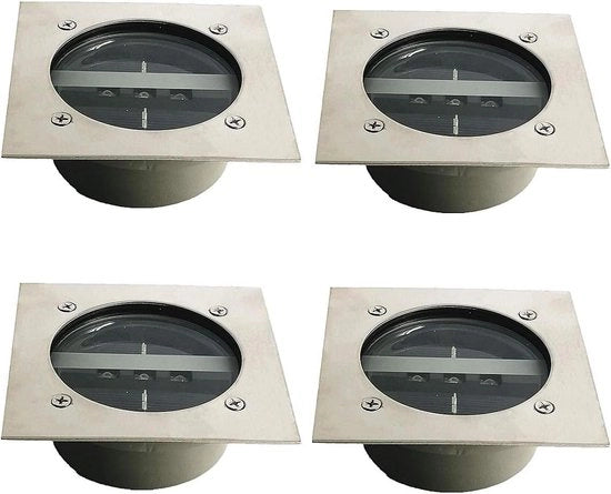 Set di 4 lampade da soffitto a energia solare - Illuminazione esterna con 3 lampade a LED solari - Impermeabile IP65 - Decorazione illuminante per esterno - Giardino e terrazza - Design angolare bianco ghiaccio