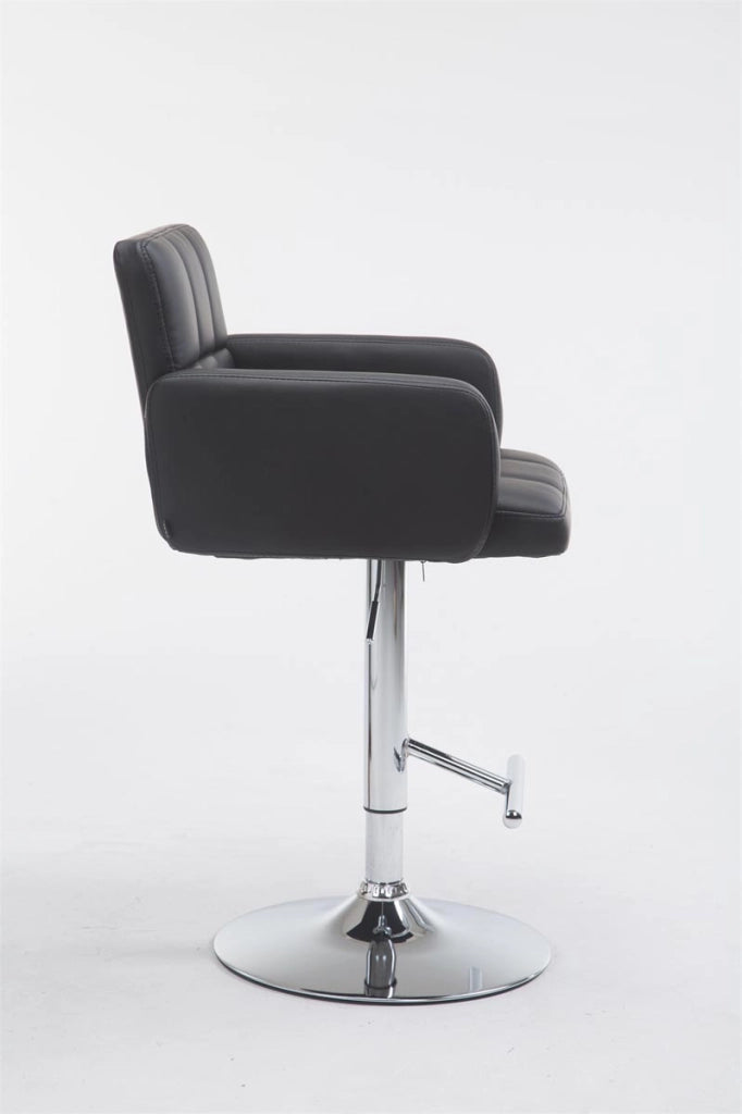 Sgabello Los Angeles in similpelle nero,cromo