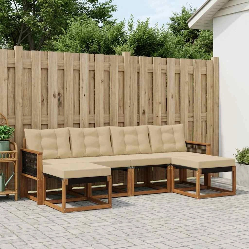 Set di divani da esterno 6 pz Naturale e Beige 3382129