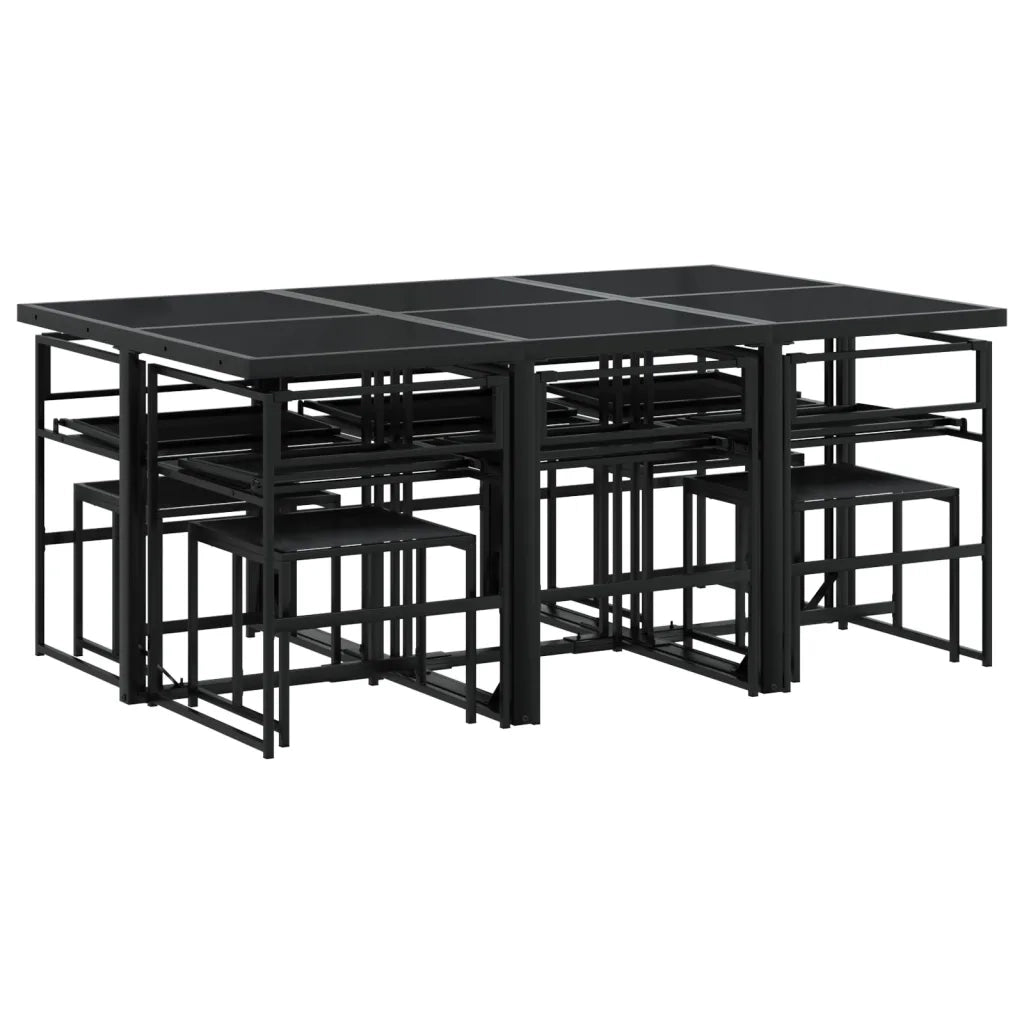 vidaXL Set da Pranzo da Giardino 11 pz con Cuscini Nero in Textilene