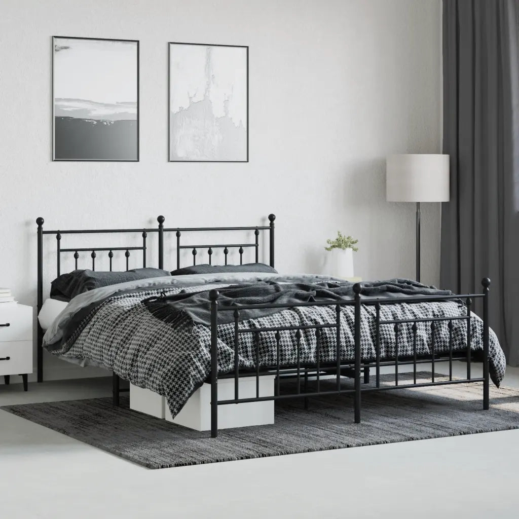 Giroletto con Testiera e Pediera Metallo Nero 180x200 cmcod mxl 81868