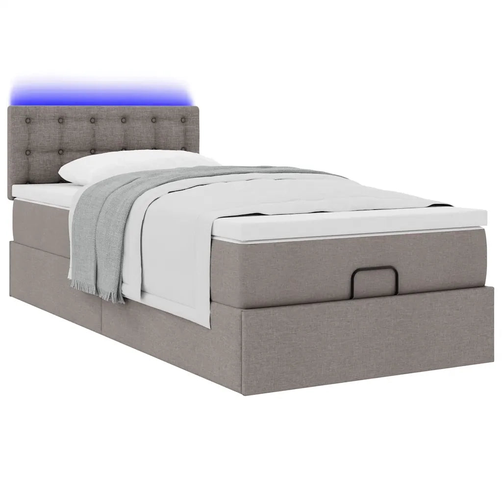 Pouf Letto con Materasso Tortora 100x200 cm in Tessuto