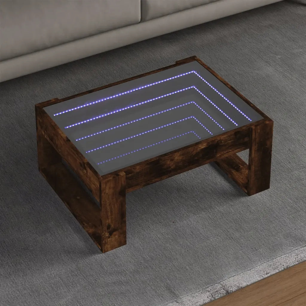 Tavolino da salotto | Tavolino da caff¨¨ | Tavolino da Soggiorno con LED Infinity Rovere Fumo 70x53x30 cm