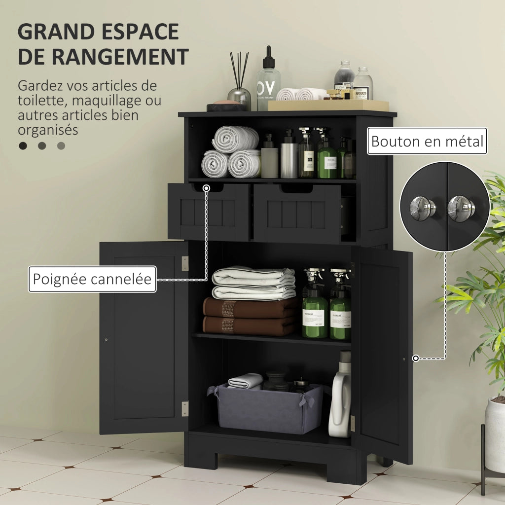 Mobile Bagno Sottolavabo con 2 Ante e 2 Cassetti ¨C zephmum ¨C Nero 60x30x50 cm