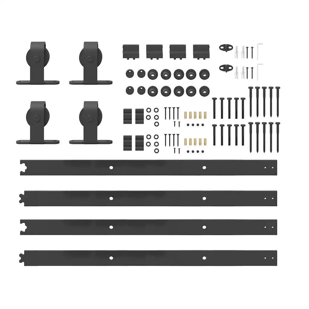 Kit di Binari per Porte Scorrevoli 366 cm Acciaio Nero CFW2068920