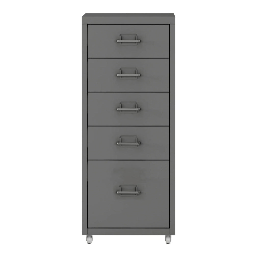 Cassettiera per ufficio mobile portadocumenti raccoglitori e materiale per ufficio su ruote con 5 cassetti 69 x 28 x 41 cm grigio 03_0006329