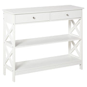 EasyComfort Tavolo Consolle con 2 Cassetti e 2 Mensole, Consolle Ingresso e Soggiorno in MDF, 100x30.5x80cm, Bianco