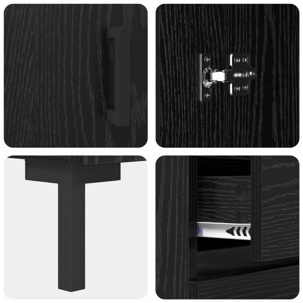 Credenza | Madia | Buffet da pranzo | Armadio da pranzo Rovere nero 69.5 x 34 x 90 cm Legno multistrato