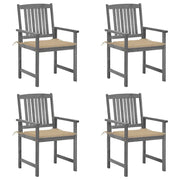Sedie da Giardino con Cuscini 4 pz in Massello di Acacia Grigio cod mxl 22783