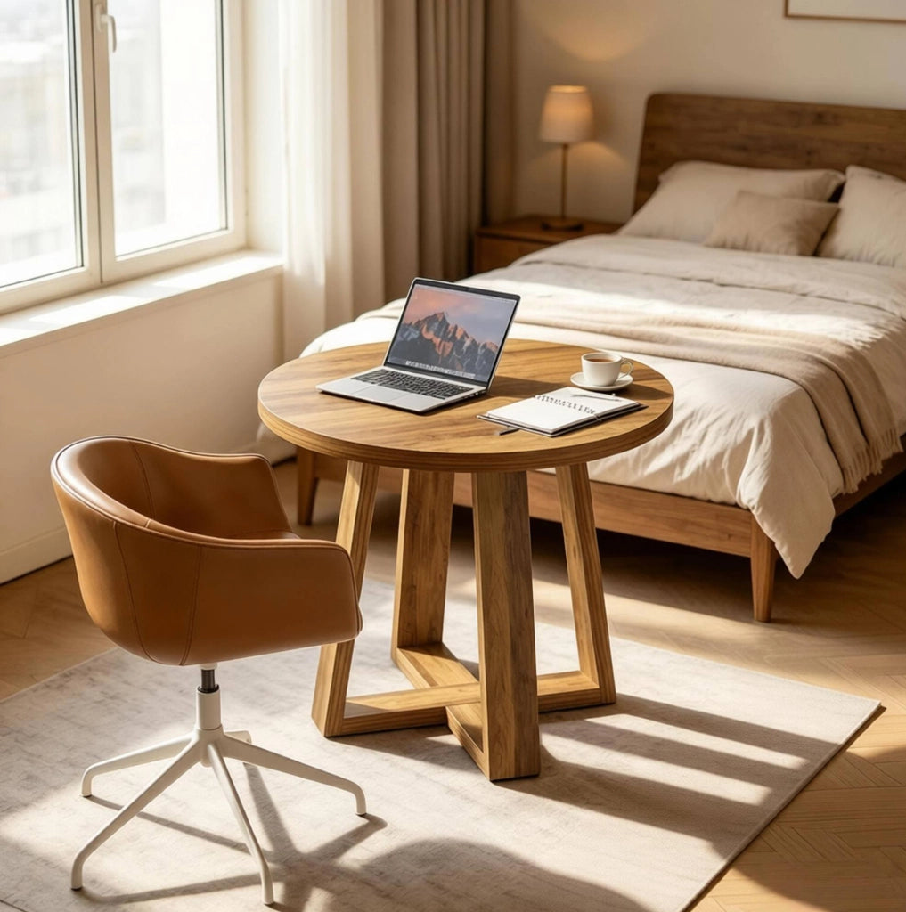 Tavolo rotondo da riunione ? 80 cm in MDF marrone
