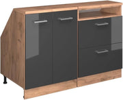 Set di mobili sottotetto Rion, Antracite lucido, 120 cm Set di 2 carcasse armadio profondità 60 cm, adatto per il salvaspazio sotto tetti spioventi