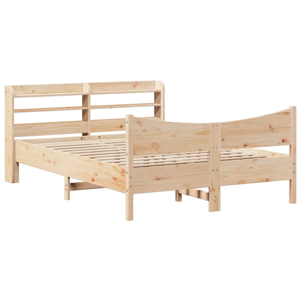 Giroletto con Testiera-Struttura Letto con testiera 140x190 cm in Legno Massello di Pino 203409