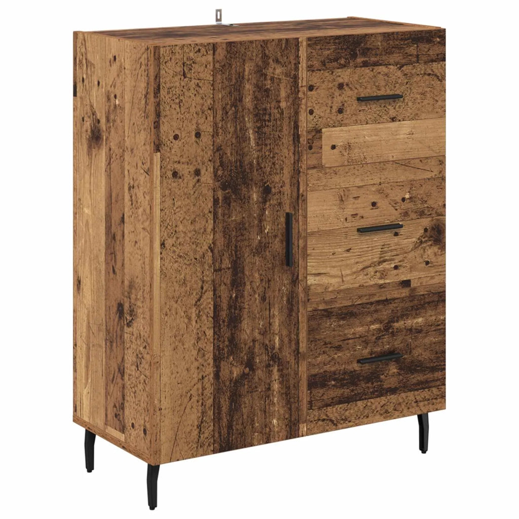 Credenza 2 pz-Set di 2 Buffet-Armadio da cucina Legno vecchio Legno Stratificato e Vetro 620191