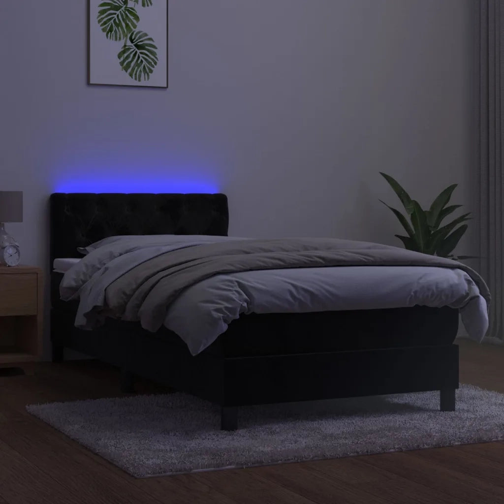 Letto a Molle con Materasso e LED Nero 80x200 cm in Velluto 3134551