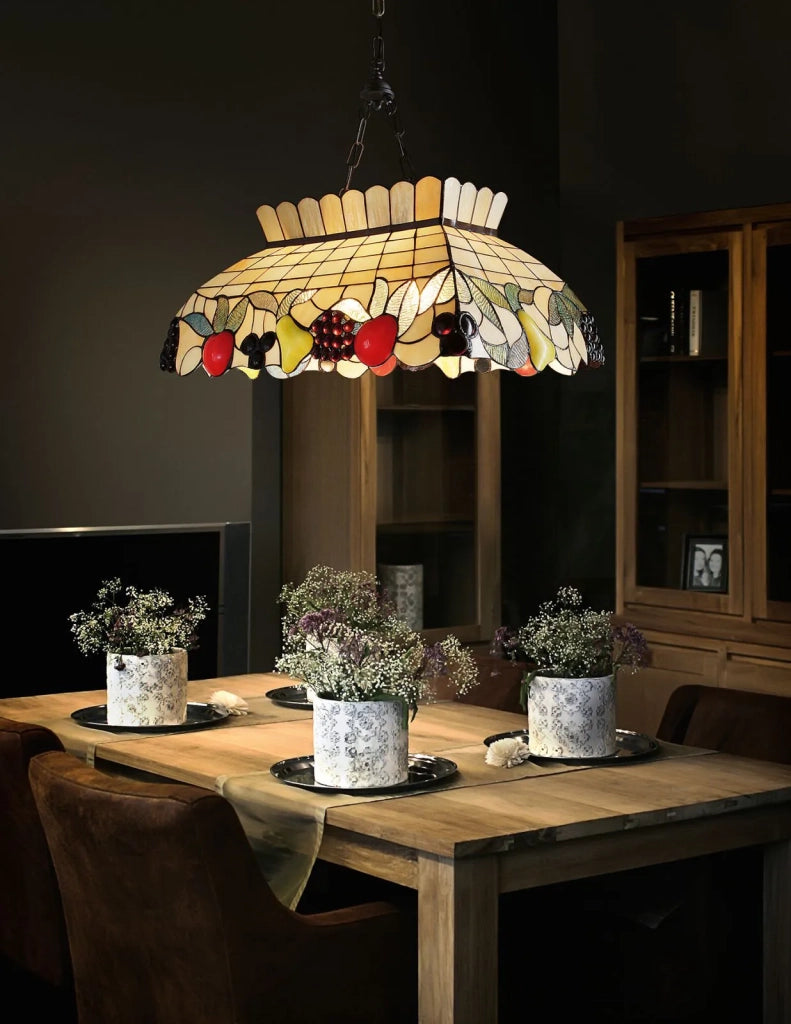FRUIT SOSPENSIONE TIFFANY DEC. D.65X40CM 2 LUCI ATTACCO E27