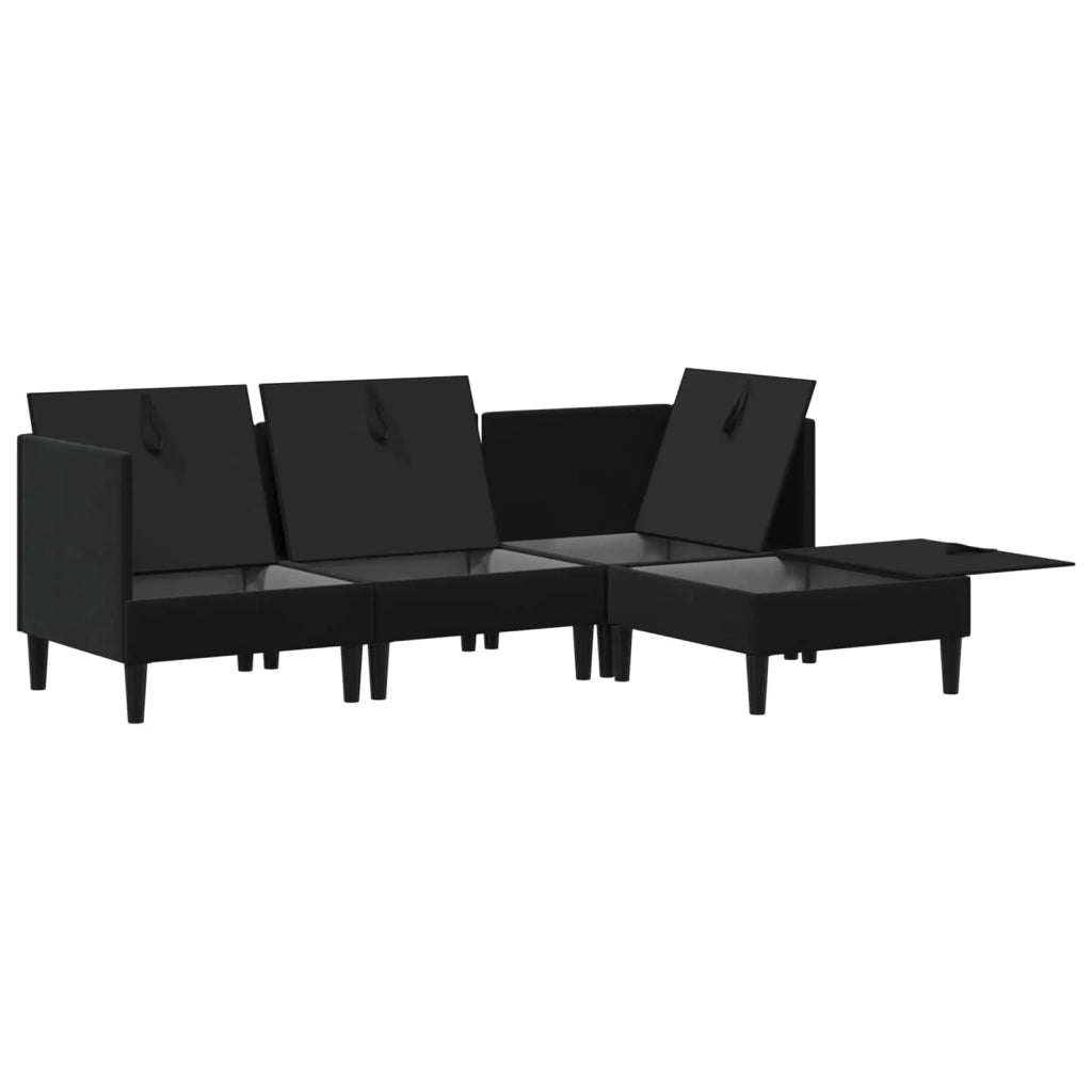 Set di mobili per il soggiorno con cuscino 4 pcs Nero Velluto